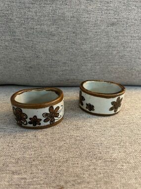Vintage MCM Ked Edwards Veracruz Pottery Tonala Mexico Napkin Rings